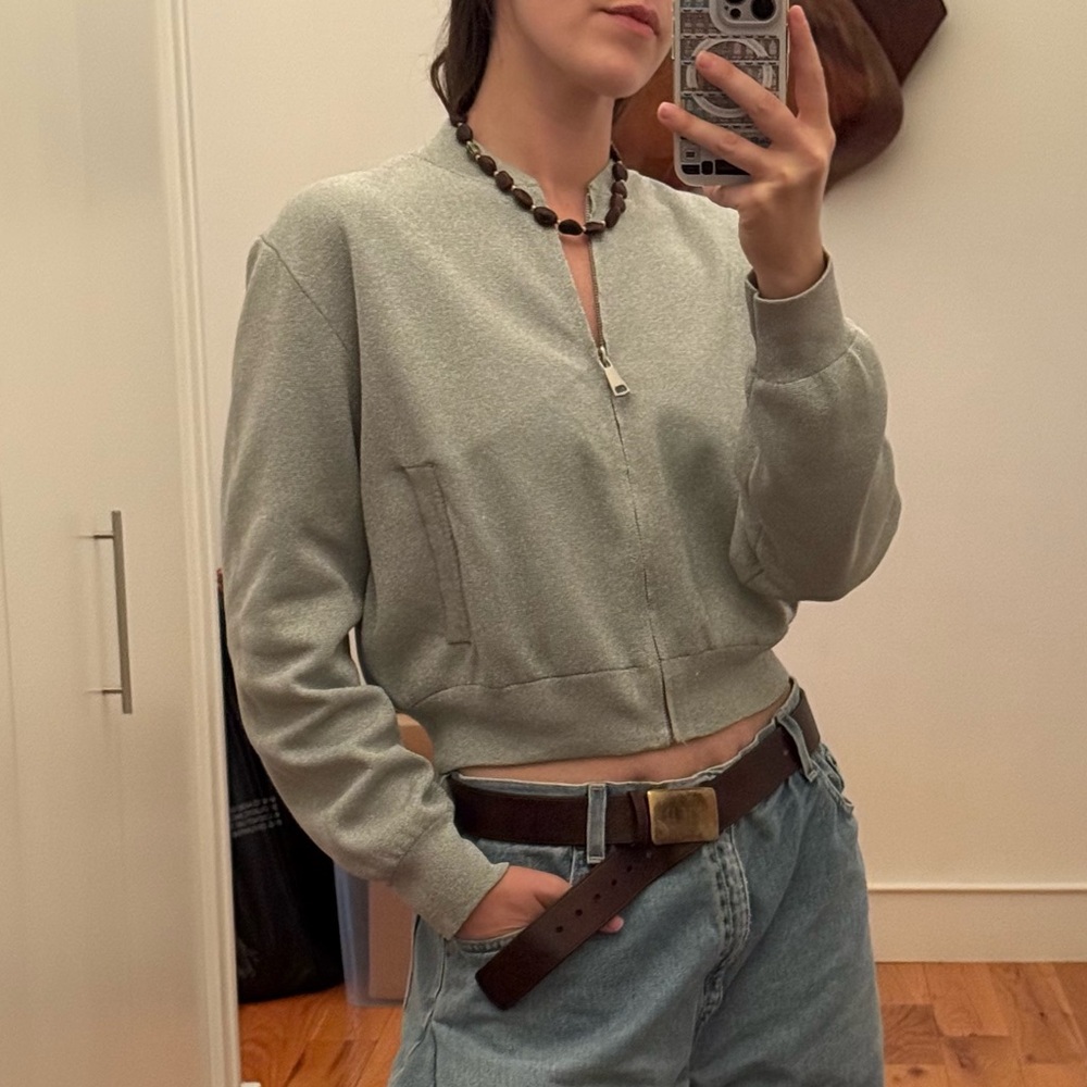 Zara Silver Metallic Zip-Up Jacket
